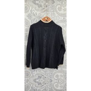 Vintage Stitches in Time cable knit fisherman sweater blk SZ Large Dark Academia